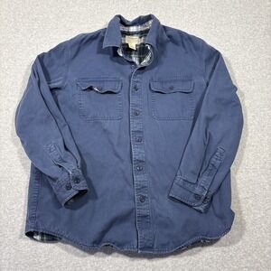LL BEAN Shirt Mens M Blue Flannel Lined Hurricane Traditional Fit Shacket Cotton